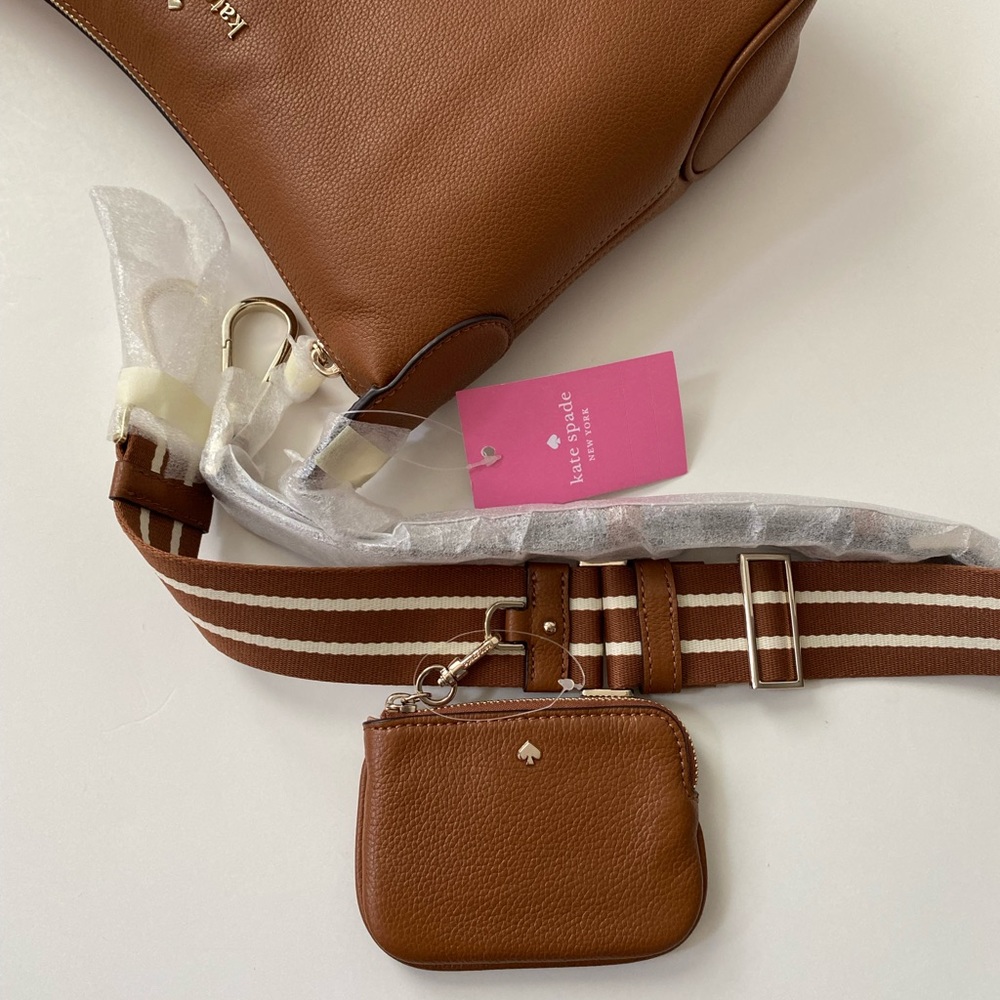 ♠️Kate Spade Rosie Large Pebbled Leather Crossbody Bag, Warm Gingerbread NWT - Picture 6 of 11